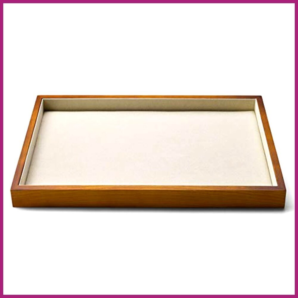 Wood Flat Jewelry Tray Stackable Organizer Holder